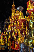 Inle Lake Myanmar. Pindaya, the famous Shwe Oo Min pagoda, a natural cave filled with thousands of gilded Buddha statues. 